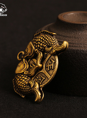 黄铜鱼钥匙扣挂件，复古热卖