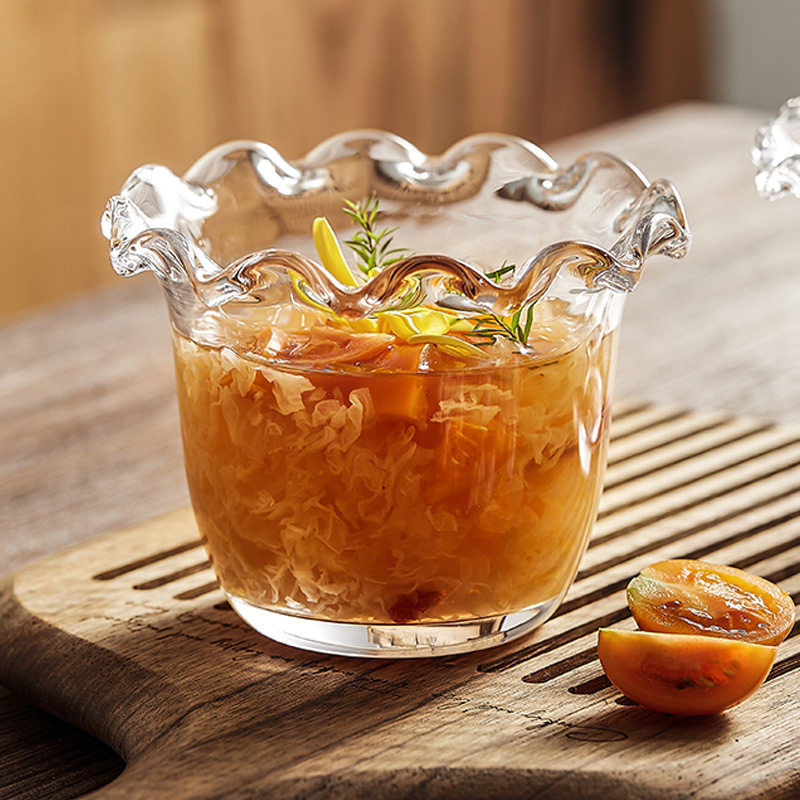 玻璃花边碗甜品碗水果沙拉雪糕燕麦酸奶碗高颜值意境菜餐具糖水碗,淘宝优惠券,粉丝福利购,淘宝优惠卷