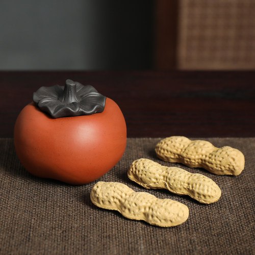 宇轩 砂紫茶宠好柿发生摆件手工可养柿子花生茶玩艺茶茶具摆件 - 图3