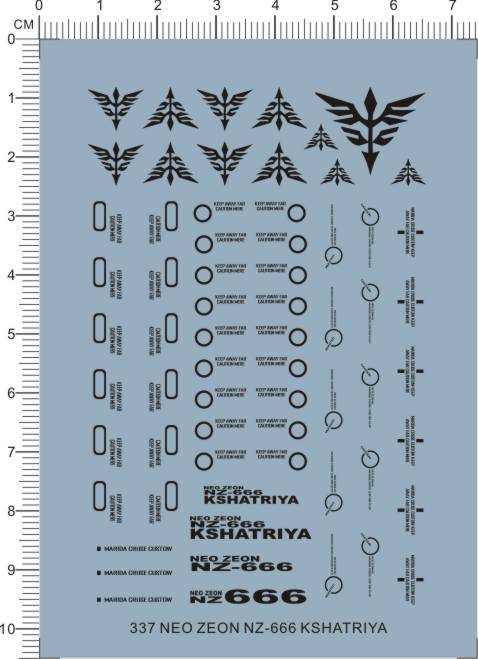 337整版胶适用于NEO ZEON NZ-666 KSHATRIYA 刹帝利gd水贴纸 - 图0