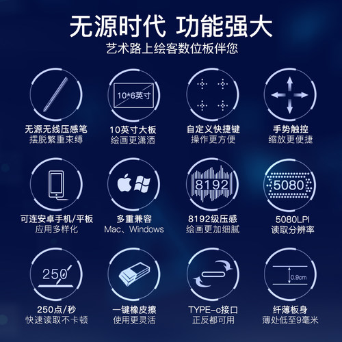 绘客T30手绘板电脑绘画板数位板可连手机写字板绘图板网课手写板 - 图2