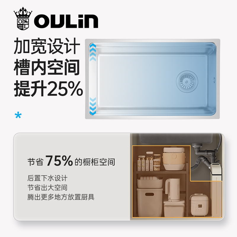 欧琳不锈钢水槽单槽洗菜盆大单槽厨房洗碗池不锈钢水池家用洗菜池-图3