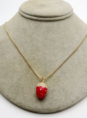 合金饰品红色草莓女士毛衣链现货