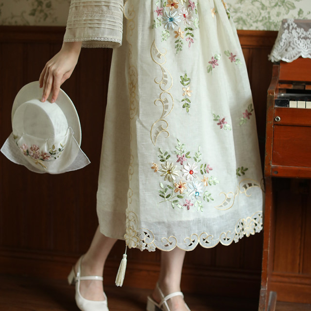 Face art hand embroidery suit French forest style ສາວ
