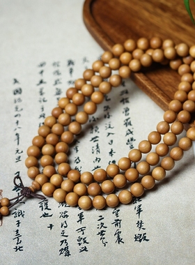 正宗纯手工天然六道高级感女原木手串108颗结缘佛珠手串珠子念珠