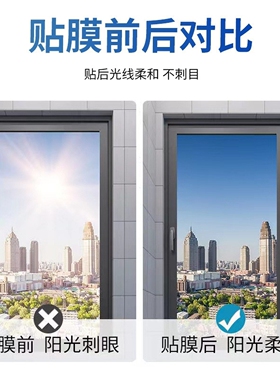 窗户防晒隔热膜家用玻璃贴纸阳台遮阳阳光房遮光防窥单向透视隐私
