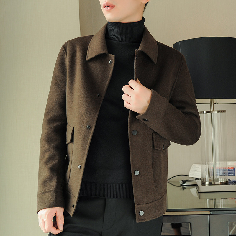 毛呢大衣短款韩版羊毛妮子男士夹克 雷蓝波毛呢大衣