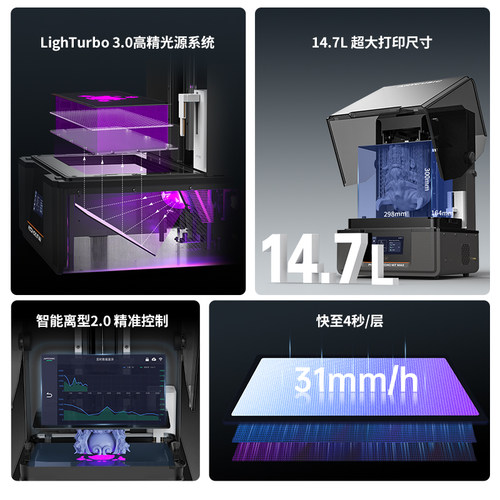 【国家补贴15%】纵维立方光固化3d立体打印机 M7MAX14.7L 7k 黑白屏桌面级大尺寸高速打印家用儿童模型手办 - 图0