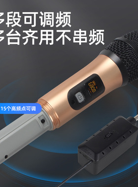 金属U段一拖二无线麦克风K歌