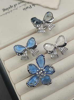 小花彩色锆石水晶可莱玛开口戒指