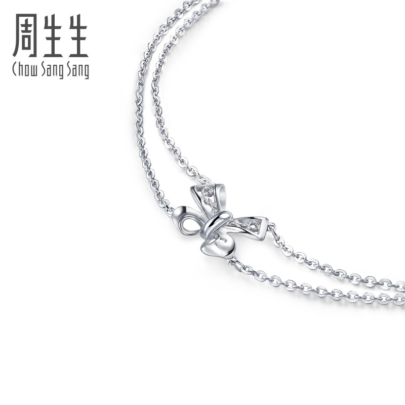计价 91476B 铂金蝴蝶结手链 Pt950 周生生 计价 91476B 铂金蝴蝶结手链 Pt950 周生生