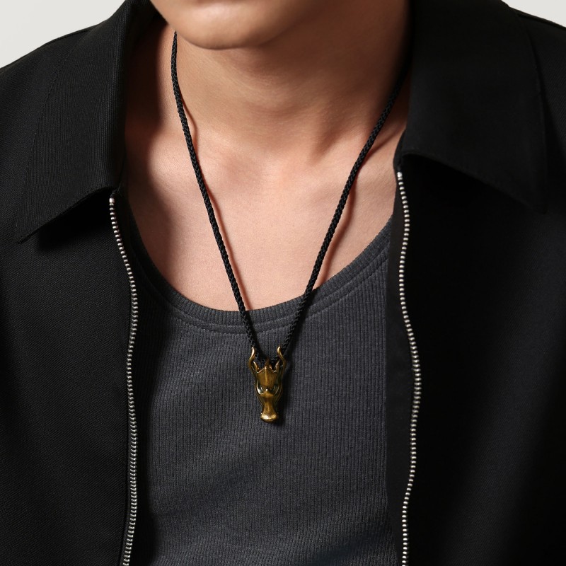 圣诞周生生NOIR酷黑系列龙抬头项链黄金足金十二生肖龙吊坠94440Z - 图0