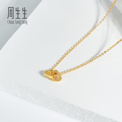 母亲节礼物周生生心心相系黄金项链黄金足金颈链女92993N计价 - 图1