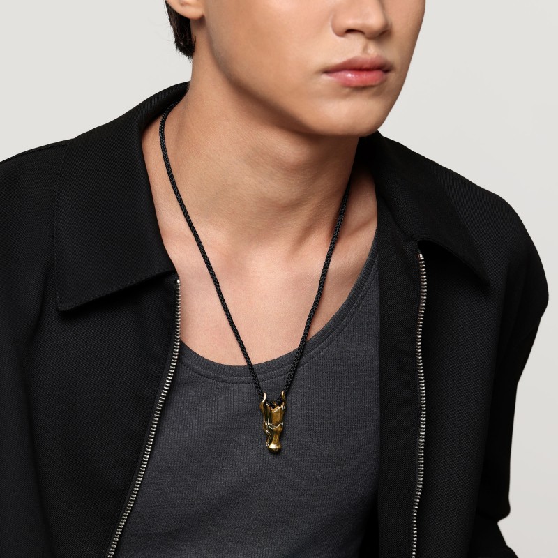 圣诞周生生NOIR酷黑系列龙抬头项链黄金足金十二生肖龙吊坠94440Z - 图1
