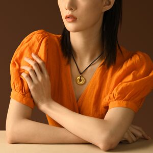 520礼物周生生足金本命年平安扣心经项链古法黄金吊坠90496Z
