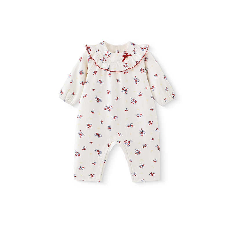 【商场同款】英氏婴儿衣服纯棉春秋新款女宝宝连体衣新年红色春季,淘宝优惠券,粉丝福利购,淘宝优惠卷