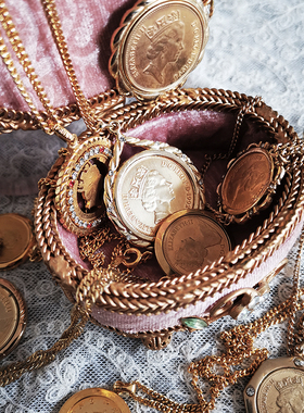 vintage老金币钱币古着古董项链