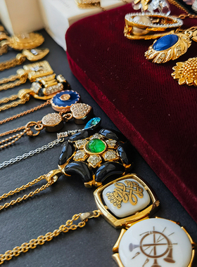 vintage中古项链全新珐琅女