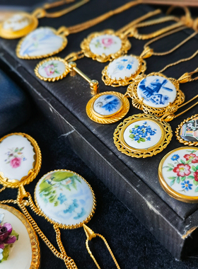 vintage玮致活骨瓷胸针Wedgwood