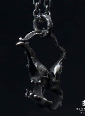 白木黑冰原创手工骷髅个性银饰