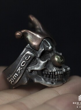 原创手工银饰戒指骷髅