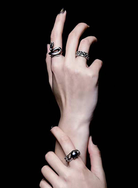 白木黑冰原创设计手工骷髅头银饰