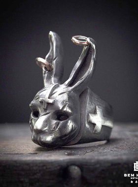 原创手工银饰暗黑朋克兔子