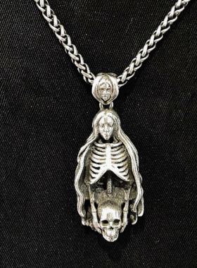 原创纯银骷髅吊坠百搭项链暗黑