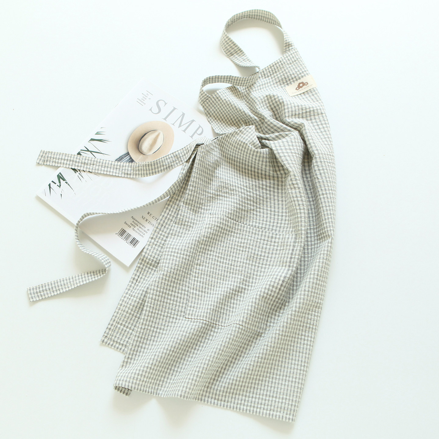 5506文艺复古风纯棉条纹格子围裙套装日系百搭厨房围腰男女通用,淘宝优惠券,粉丝福利购,淘宝优惠卷