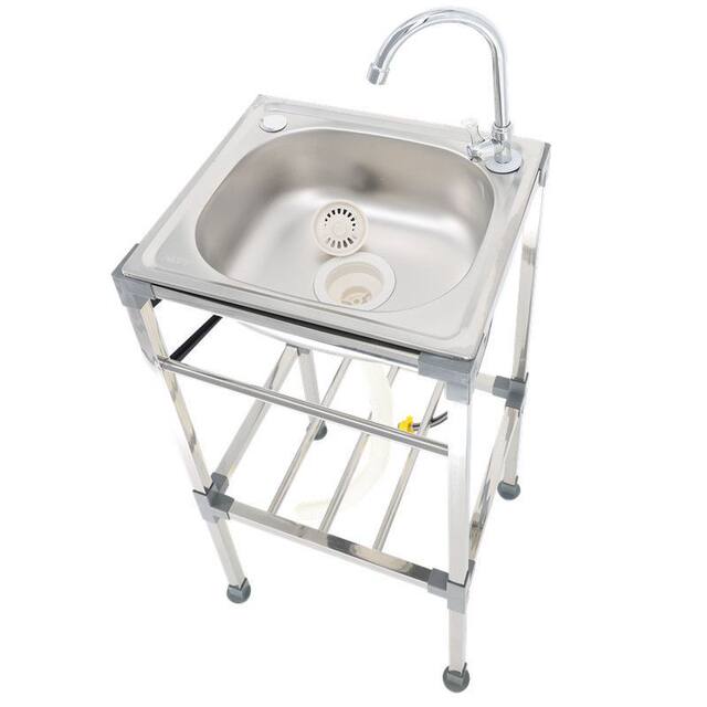 Kitchen stainless steel vegetable sink single sink sink with stand balcony wash basin with shelf sink single basin set