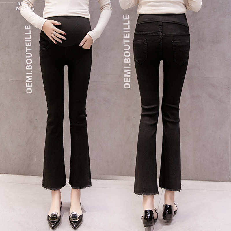 孕妇裤春秋新款托腹微喇叭牛仔裤 唯帝森孕妇打底裤