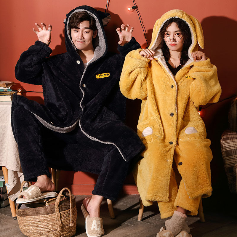 秋冬可爱加绒法兰绒珊瑚绒睡衣 muzihome睡袍/浴袍