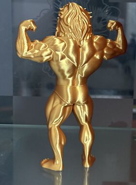 肌肉猛男狮子雕塑桌面摆件霸气