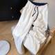 Little C Home White Loose Textured Wide Leg Pants Women's 2026 Spring Contrast Color Lazy Style Straight Versatile Casual Pants