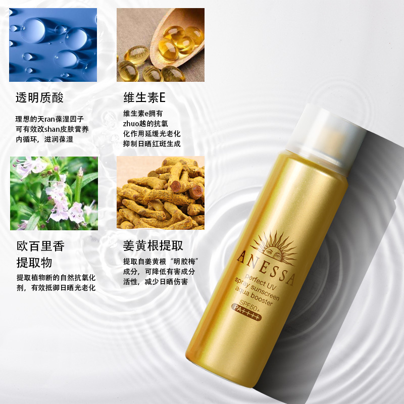 生生妈在香港现货 资生堂安ANESSA耐晒防晒喷雾安热沙小金瓶60g防水防汗紫外线2