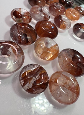 天然红胶花平安扣吊坠项坠锁骨链手链扣子配件满38元包邮