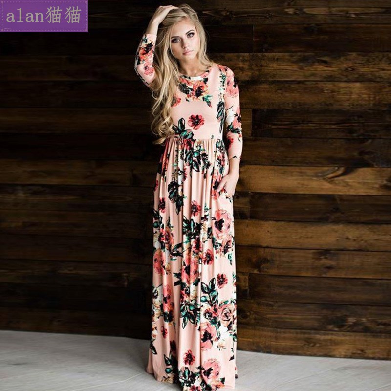 Bohemia Maxi Dresses Women printed flowers Long girl Dress裙 - 图2