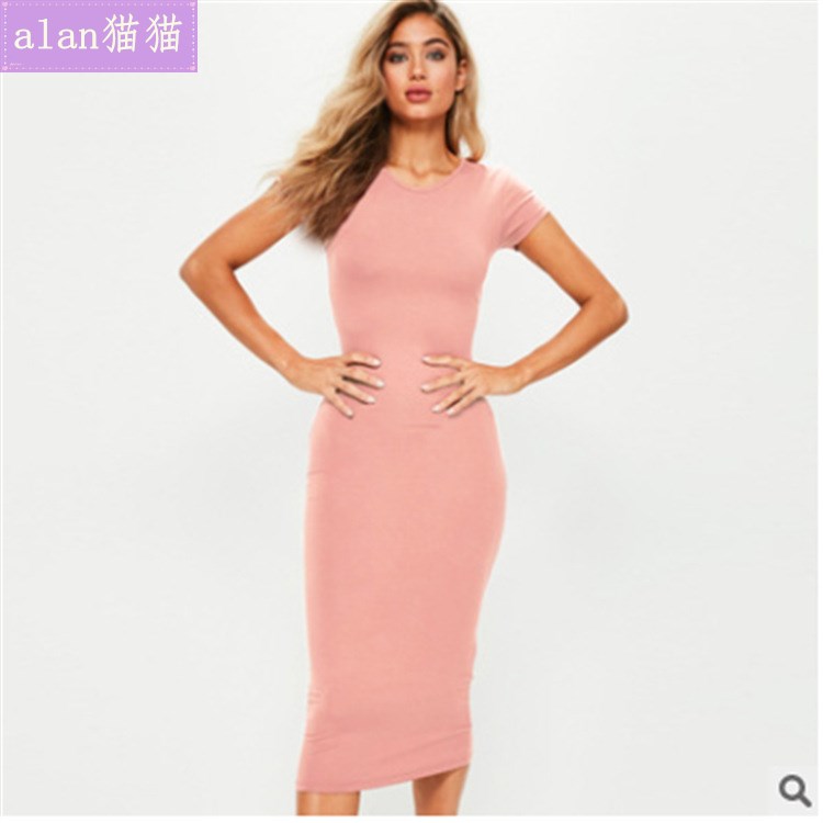 打底连衣裙女 Lady Round neck dress women slim render dresses - 图1