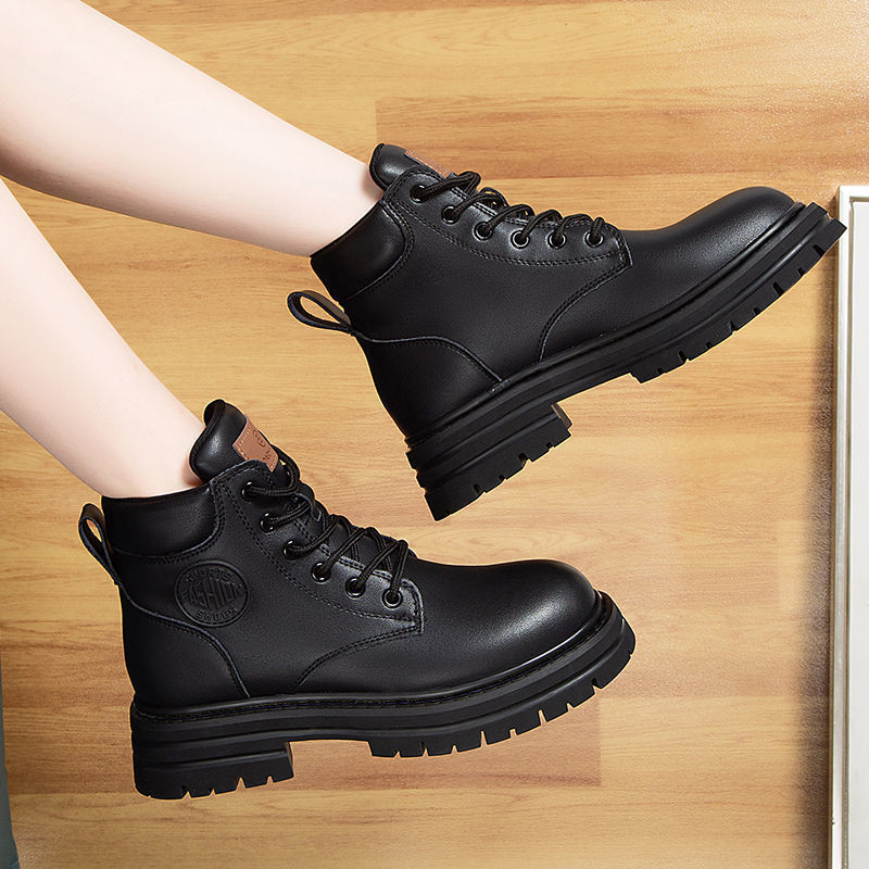 black boots women winter boots women leather for 2022 shoes - 图0