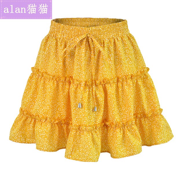 Women Skirt Summer Flared Ruffle Beach Mini Skirts Female裙-图2