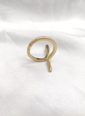 个性简约生肖蛇形戒指欧美流行时尚百搭学生女金属指环红钻 潮g25