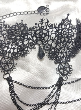 气质黑色卡脖项链颈链 欧美流行时尚百搭学生女个性夸张树脂坠X10