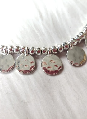 气质简约银色圆片坠项链 欧美时尚百搭学生女式短款锁骨链双面V33