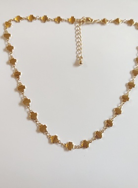 气质简约金色项链锁骨链欧美时尚百搭学生女式十字花形状短款潮A7