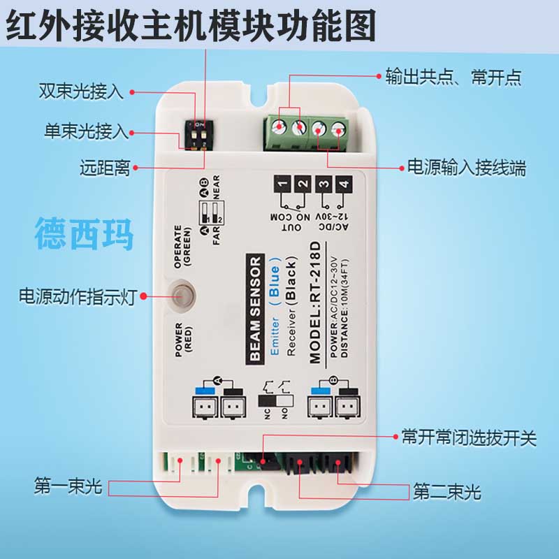 新年特惠自动感应防夹安全光线 门禁开关人体红外对射单双束M218D - 图2