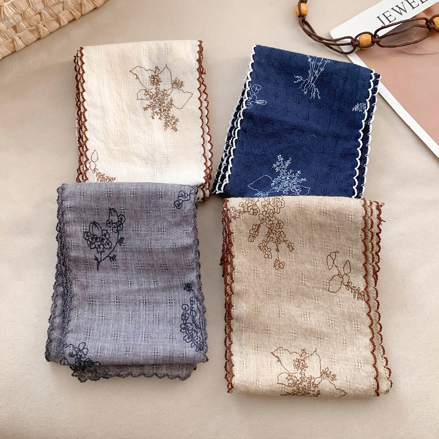 花朵长条薄款丝巾女款复古气质轻奢高级感系脖飘带颈饰绑包配饰,淘宝优惠券,粉丝福利购,淘宝优惠卷