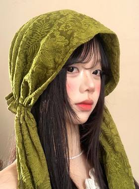 蕾丝绑带包头帽女夏季显脸小薄款