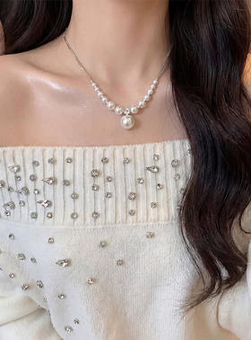 水钻针织项链2026新款轻奢高级感