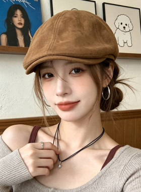 大头围韩系复古美拉德鹰皮前进帽