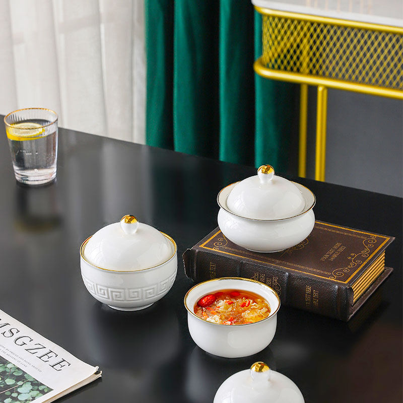 陶瓷炖盅 带盖陶瓷隔水炖盅专用碗专用小炖盅汤盅商用炖罐燕窝碗